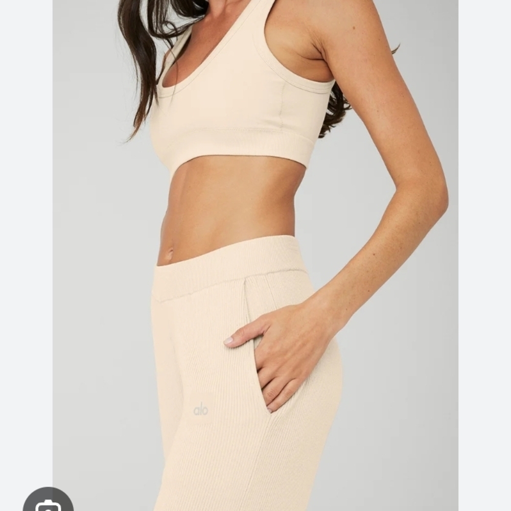Alo Yoga Salana Ribbed Set In Macadamia